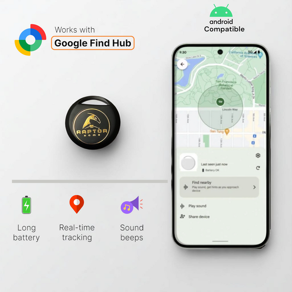 Raptor Home TrackTag – Android Bluetooth Tracker for Keys, Pets & Bags | Works with Google Find My