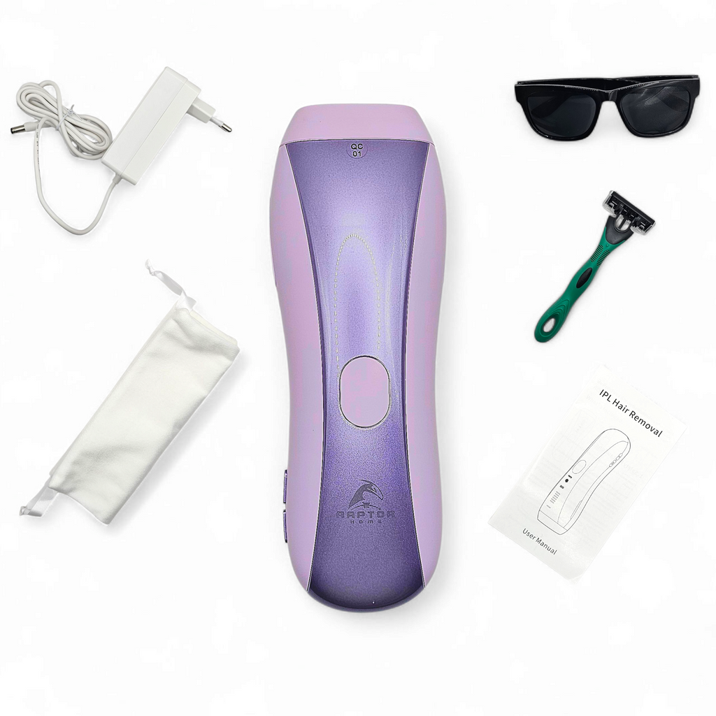 Raptor Home IPL Hair Removal Device – Painless Sapphire Cooling Laser IPL for Women & Men – 6 Energy Levels for Face, Legs, Arms, Bikini & More