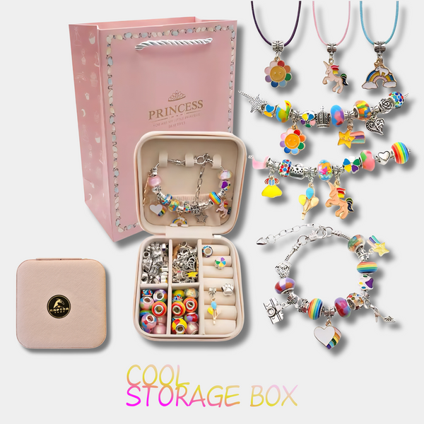 Raptor Home - Rainbow Color DIY Charm Bracelet & Necklace Kit with Storage Box