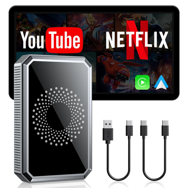 Raptor Home - 3‑in‑1 Magic Video Box – Wireless CarPlay & Android Auto + YouTube/TikTok/Netflix Streaming Dongle with HDMI & USB